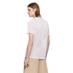 T-shirt en mesh blanc de qualité supérieure pour homme, manches courtes, épaules tombantes, col rond, pour sport, gym, entraînement, adulte, avec option OEM. - Product Image 4