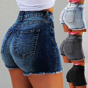 Shorts de Mezclilla para Mujer, Estilo Vaquero, con Flecos y Desgarros, de Cintura Alta, en Oferta - Product Image 5