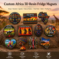 Aimant souvenir africain en résine 3D personnalisé, Kenya, Tanzanie, Hakuna Matata, masque tribal, vente en gros pour les boutiques de cadeaux et la décoration