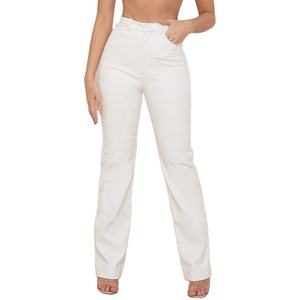 Pantalones Casuales de Invierno para Mujer, de Cuero Genuino, Cintura Media, Corte Recto y Regular - Product Image 2