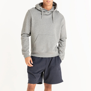 Sweat-shirt à capuche en molleton de coton gris pour homme, coupe classique, couleur unie, avec poches, vêtement d'hiver, service OEM, écologique - Product Image 1