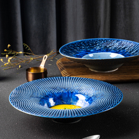 Service de table rond en céramique, personnalisable, peint à la main en Italie, style nordique, pour micro-ondes
