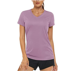 Camisetas de Mujer en Oferta, Corte Ajustado, Lisas, con Logotipo Personalizado, Cuello Redondo, Manga Corta, Verano, Color Sólido, Teñidas, Cuello Redondo - Product Image 4