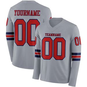 Jersey Personalizado de Fútbol Americano de Manga Larga con Cuello en V, Spandex/Poliéster, Transpirable, de Secado Rápido, Ligero, Color Personalizado al por Mayor OEM - Product Image 6