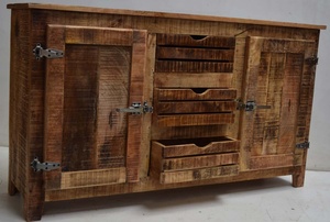 Buffet moderne en bois massif de style industriel avec tiroirs rustiques en fer manguier Meubles de salle à manger pour la maison Salon Chambre à coucher Salle à manger - Product Image 6