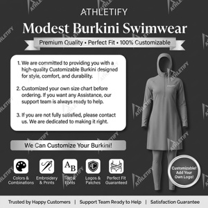 Ensemble de maillot de bain Burkini et leggings respirants à manches longues pour femmes, coupe confortable, plage, piscine, exercice, UPF50+ - Product Image 6