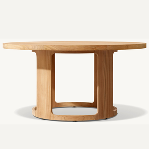 Mesa redonda de madera de teca con estilo moderno, adecuada para uso en exteriores en el jardín para tomar café o comer. - Product Image 1
