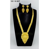Set Perhiasan Kalung dan Anting Berlapis Emas Kuningan Murni Berkualitas Tinggi Desain Kalung India Set Perhiasan Kalung