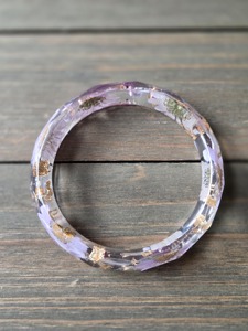 Brazaletes de Resina con Diseño de Flor de Margarita y Hojuelas de Oro, Brazalete de Resina con Hojuelas de Oro Real - Product Image 5