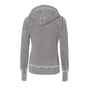 Sweat-shirt à capuche en molleton brodé écologique pour femme, gris uni, mélange de coton, manches longues, poche avant, tricoté, respirant - Product Image 6