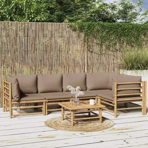 Conjunto Modular Mediano para Jardín en Color Taupe, Material Duradero de Bambú y Poliéster - Product Image 1