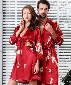 Peignoir élégant à manches longues en polyester/coton doux, avec fermeture élastique à la taille, pour homme et femme, idéal été comme hiver - Product Image 5