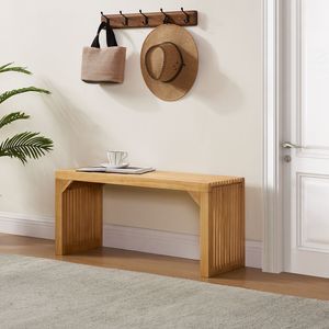 Versatile Natural <b>Pine</b> Wood Dining Room Set Long Bench <b>Table</b> for Indoor Use in Entryway Living Room Kitchen Bedroom - Product Image 5
