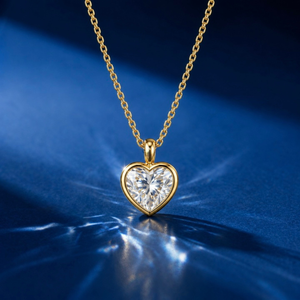 Collier pendentif de luxe en or jaune 14 carats avec diamant taille cœur de 1 carat – Poids de l'or : 2 grammes - Product Image 6