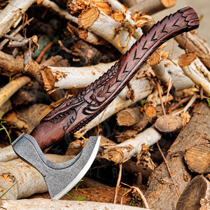 Best Value Hand Forged Viking Axe Valhalla Camping Battle <b>Etching</b> Axe Head Handmade Hunting Axe for Survival With Cover - Product Image 1