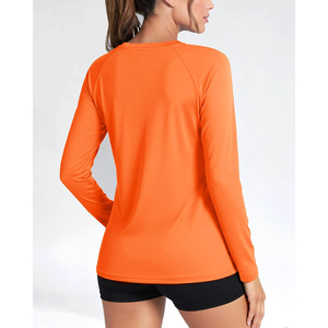Unisex Orange Full Sleeve Rash Guard Quick Dry Polyester Swim Top with Front Logo UPF50+ Anti-Bacterial Eco-Friendly <b>for</b> Adults - Product Image 2
