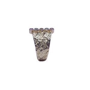 Gemvanity 14K Gold Plated 925 <b>Silver</b> Multi Tourmaline Natural Round Stone Trendy Fashion <b>Ring</b> for Women & <b>Men</b> Party Wear - Product Image 4