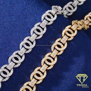 Collar de lujo de plata de ley 925 con diamantes de moissanita en capas y patrones ovalados entrelazados para proveedores de joyería B2B - Product Image 3