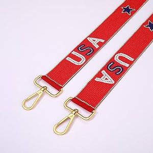 <b>Direct</b> Factory Handcrafted Seed <b>Bead</b> Embroidery Belt Strap Buffalo Bills ED #91 Royal Blue Red White Guitar Style Purse Strap Ac - Product Image 5