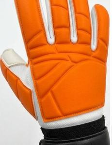 Guantes de portero de fútbol blancos y naranjas con correa negra para la muñeca, cuero PU, protección antideslizante para los dedos, unisex - Product Image 4