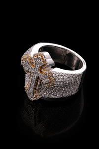 Handcrafted Exclusive Two Tone <b>Cross</b> <b>Ring</b> Full Iced Moissanite Diamond Pave Setting Hip Hop Fashion Jewelry Gift for Man's - Product Image 2