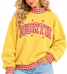 Manufacturer Wholesale <b>Women's</b> Mock Neck <b>Sweatshirt</b> Custom Merry <b>Christmas</b> Letter Patch Embroidery Cotton Fleece Top - Product Image 1