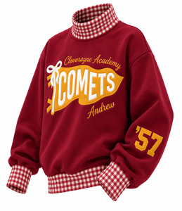 Sweat-shirt décontracté d'hiver surdimensionné à col montant pour femme, en molleton de coton, avec logo brodé et imprimé, vente en gros - Product Image 5