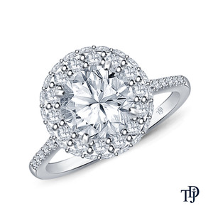 Bague de fiançailles en or 10K avec pavé de diamants et accents halo sur les côtés, diamant central cultivé en laboratoire, vente en gros OEM, fabricant et détaillant - Product Image 4