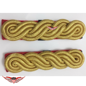 Epaulettes KEW con Hilo Metálico Amarillo Trenzado y Dorso Rojo, Estilo Vintage Ecológico y Personalizable - Product Image 1