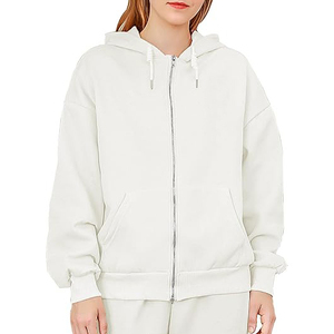 Vente en gros Sweat à capuche zippé personnalisé coupe ample pour femme, en molleton brossé 320 g/m², épaules tombantes, épais, pour le sport - Product Image 6