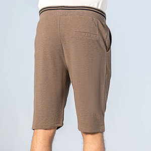 <b>Men's</b> <b>Brown</b> Knitted Bermuda <b>Shorts</b> Solid Drawstring Knee Length Casual <b>Shorts</b> with Pockets - Product Image 4