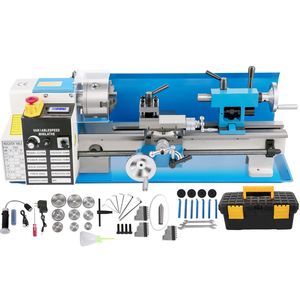 Tornio da banco compatto in metallo 7"x14" 550W con velocità regolabile 2250 RPM, include mandrino a 3 griffe e voltmetro digitale, motore principale 220V - Product Image 1