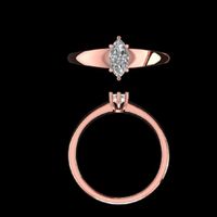Bague de fiançailles solitaire en diamant synthétique de laboratoire taille marquise, plaqué or rose 14k/18k, 0,75 carat, centre percé au laser