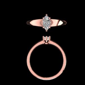 Anillo de compromiso solitario con diamante talla marquesa en oro rosa de 14k y 18k, piedra central de 0.75 quilates, joyería nupcial minimalista para ella. - Product Image 1