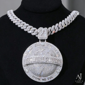 Collar con Colgante de Moissanita en Plata 925 de AARVA JEWELS, Chapado en Rodio, Cadena Estilo Hip Hop, Unisex, Regalo de Aniversario, Joyería de Moda - Product Image 1