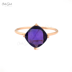 Popular Supplier 8mm Cushion Checker Cut Amethyst Gemstone <b>Ring</b> in 14k Fine Rose Gold <b>Statement</b> <b>Ring</b> Size 6.5 Quick Dispatch - Product Image 1