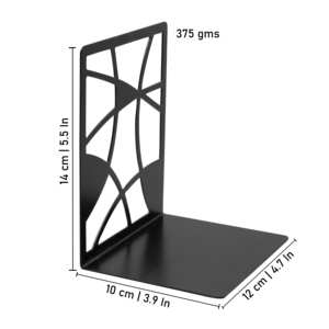 Modern Metal Bookends With Abstract Cut Design Black Desk Organizer <b>Book</b> Holder For Office Tabletop <b>Shelf</b> Display Use - Product Image 4