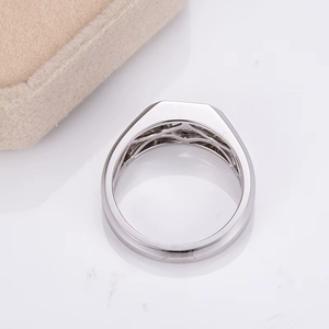 <b>Men's</b> Platinum <b>Emerald</b> Cut Diamond Engagement <b>Ring</b> Bezel Setting Classic Geometric Style - Product Image 3