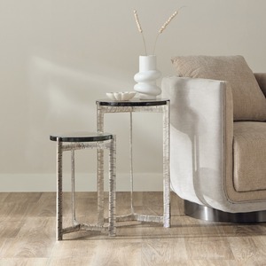 Modern Metal <b>Nesting</b> Coffee <b>Tables</b> With Tempered Glass Tops Contemporary Living Room Furniture - Product Image 5