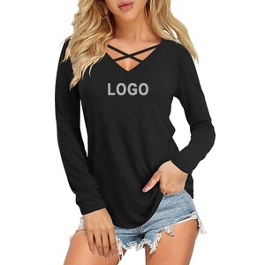 Venta al por mayor buen precio mujeres camisetas moda elegante señoras Casual Street Wear Top camisas logotipo personalizado impresión camisa - Product Image 1
