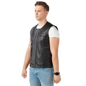Proventure Industry PI--129 Men's Winter Leather Vest Waterproof <b>Reversible</b> Breathable Quick Dry Canvas Fabric OEM Service - Product Image 4