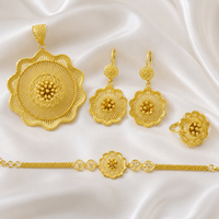 Ensemble de pendentifs tendance plaqué or 14K 18K 24K, motif floral africain, turc, Dubaï, Habesha, éthiopien, érythréen, traditionnel, pour mariée