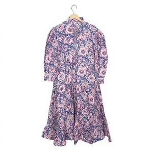 Tunique florale 100% coton faite à la main pour femmes, robe à la mode, longueur midi, tenue de fête, décoration en dentelle, confortable, naturelle, numérique - Product Image 1