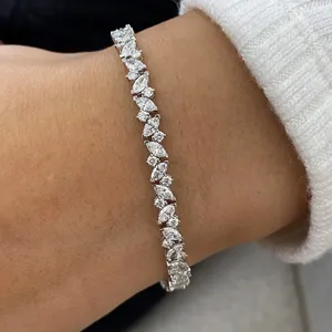 Pulsera de tenis vintage con diamantes cultivados en laboratorio de 7 quilates, corte multi-pavé, EF VVS2, certificada por IGI en oro blanco de 14K - Product Image 3