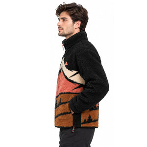 Men's Stand Collar Sherpa <b>Lined</b> Windproof Casual Winter <b>Fleece</b> <b>Jacket</b> with Zipper Closure Customizable Logo & Colors - Product Image 4