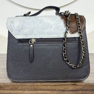 Sac à main élégant pour femme en cuir de vachette véritable avec chaîne de bandoulière et fermoir torsadé, sac à bandoulière vintage - Product Image 5