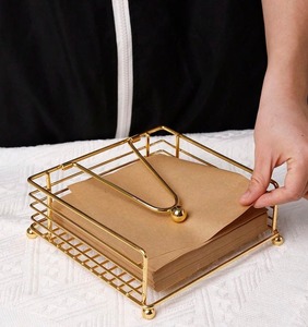 Decorative Leaf Pattern Metal Napkin Holder Artistic <b>Table</b> Organizer Durable Finish For Dining Room And <b>Kitchen</b> Decor - Product Image 1