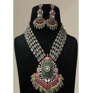 Impresionante Conjunto de Collar y Pendientes de Moissanita Multicapa Chapado en Oro de Latón Clásico, Regalo para Compromiso, Boda, Fiesta - Product Image 1