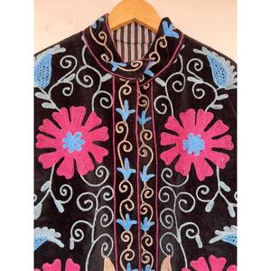 Natural Velvet Suzani Autumn Winter Handmade Embroidered Eco-Friendly Reversible Regular <b>Jacket</b> Cotton Coat One Size - Product Image 4