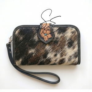 Elegant Western Cowhide Clutch Wallet Engraved Leather <b>Wristlet</b> Rustic Chic Cowgirl Evening Purse for Women Cowgirl <b>Wristlets</b> - Product Image 1